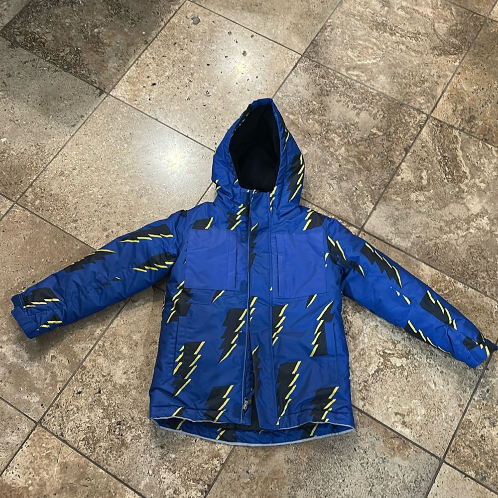 Hanna Andersson Blue Jacket with Yellow Lightning Bolts
